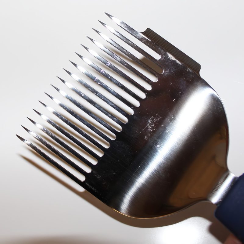 Avtäckningsgaffel i rostfritt stål – 16 raka nålar, plastskaft (6,5 cm) - Bild 3